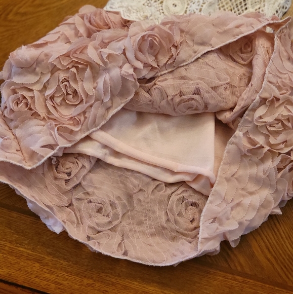 Blush & cream crocheted/rosette dress - Picture 3 of 5